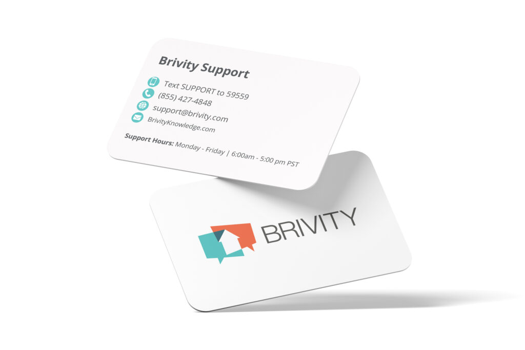 Brivity Support Business Cards