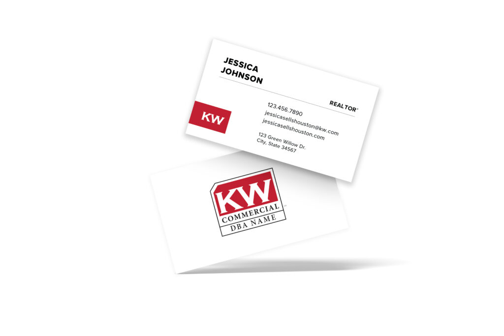 Horizontal White/Red w/ Boxed Logo KW Commercial Business Card